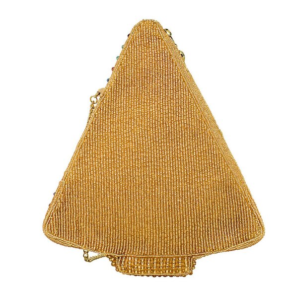 Mary Frances Glittering Joy Christmas Tree Zip Handbag Holiday Gold Bag Purse NW - Picture 5 of 7